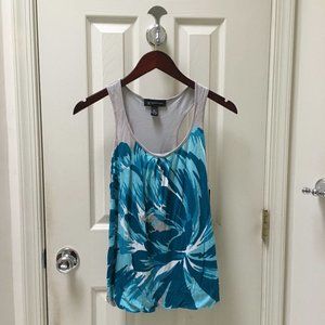 INC International Concepts Blue Grey Flower Racer back Tank Top Size P
